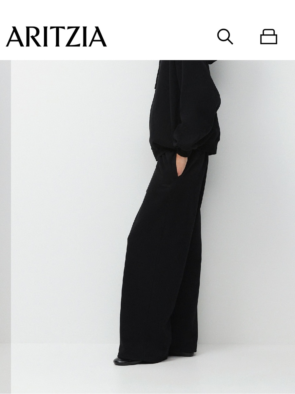 ARITZIA NWT BLACK SWEATFLEECE SET MEGA FLUTTER & MEGA HOODIE - Picture 6 of 11